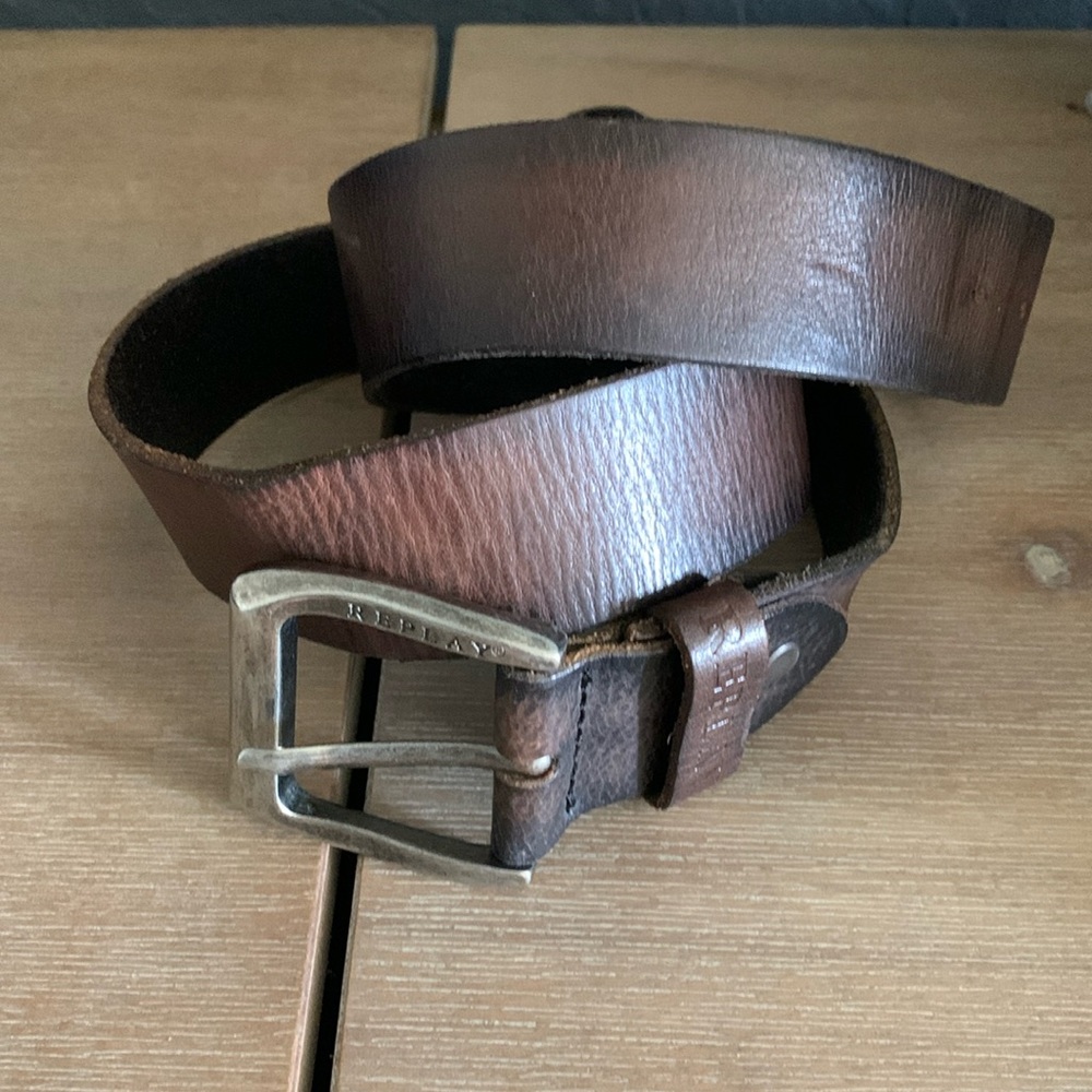 Replay brown leather belt
